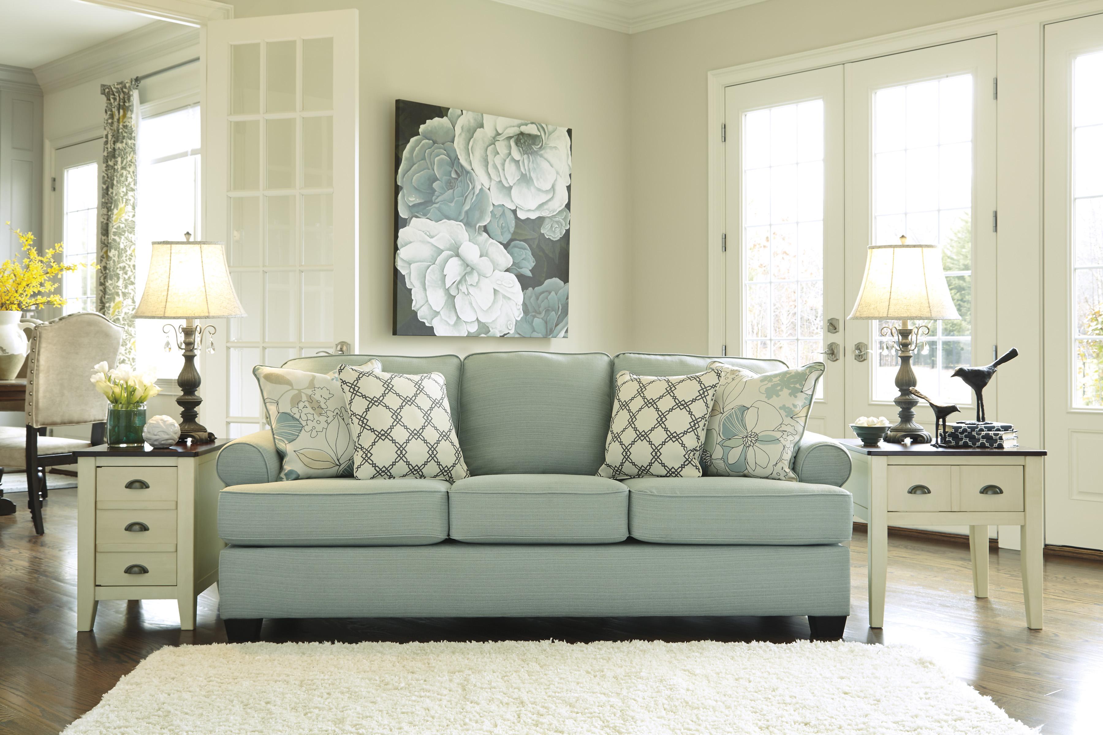 Ashley (Signature Design) Daystar Seafoam Contemporary Sofa with